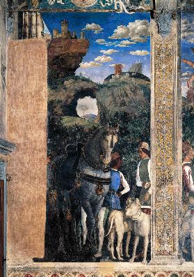 Horse and groom with hunting dogs, from the Camera degli Sposi or Camera Picta