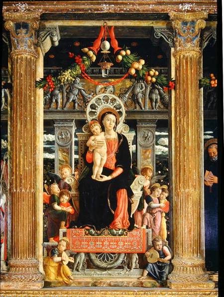 Virgin and Child with Angels, central panel from the Altarpiece of St. Zeno of Verona à Andrea Mantegna