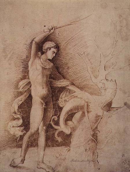 Young Man Fighting a Dragon à Andrea Mantegna