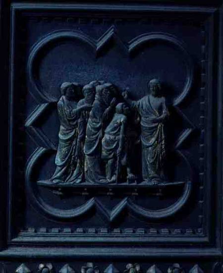 The Disciples Visit Jesus, fourteenth panel of the South Doors of the Baptistery of San Giovanni à Andrea Pisano