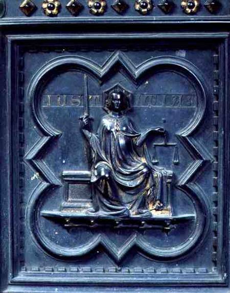 Justice, panel G of the South Doors of the Baptistery of San Giovanni à Andrea Pisano
