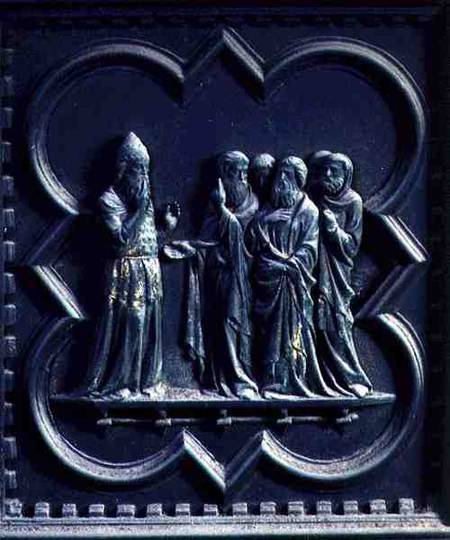 Zechariah is Struck Dumb, second panel of the South Doors of the Baptistery of San Giovanni à Andrea Pisano