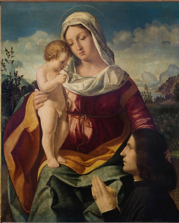 Virgin and child with a Donor à Andrea Previtali