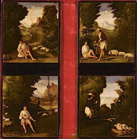 Scenes from Tebaldeo''s Eclogues, c.1505 à Andrea Previtali