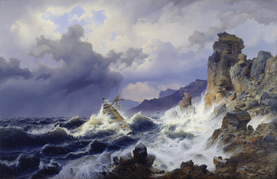 Storm at Sea off the Norwegian Coast à Andreas Achenbach
