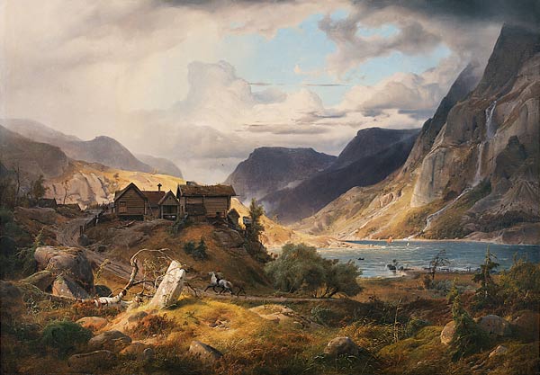 Paysage norvégien montagneux à Andreas Achenbach