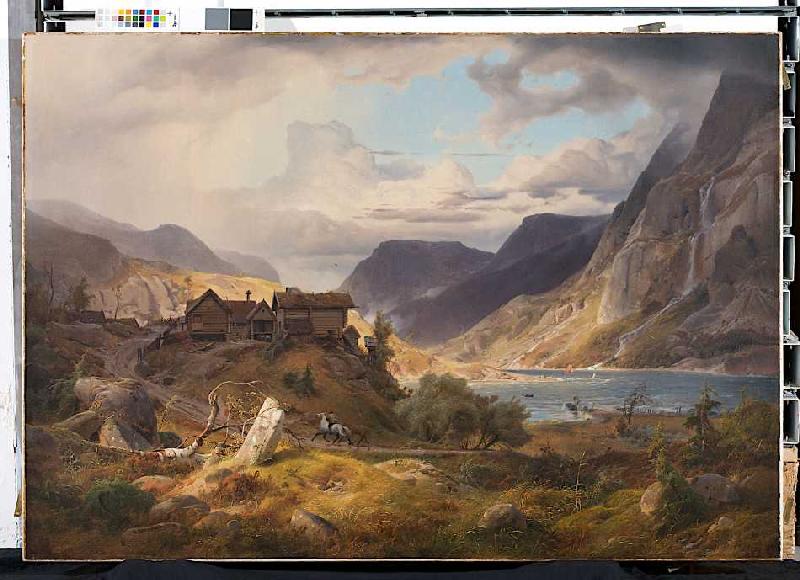 Norwegische Gebirgslandschaft à Andreas Achenbach