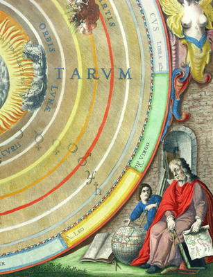 An Astronomer, detail from a map of the planets, from 'A Celestial Atlas, or The Harmony of the Univ à Andreas Cellarius