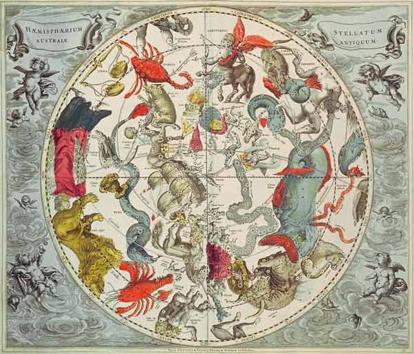Map of the Southern Hemisphere, from ''The Celestial Atlas, or The Harmony of the Universe'' (Atlas  à Andreas Cellarius