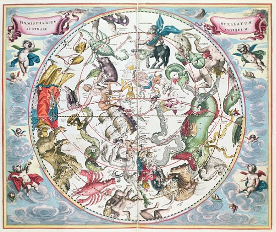 Map of the Southern Hemisphere, from ''The Celestial Atlas, or The Harmony of the Universe'' (Atlas  à Andreas Cellarius