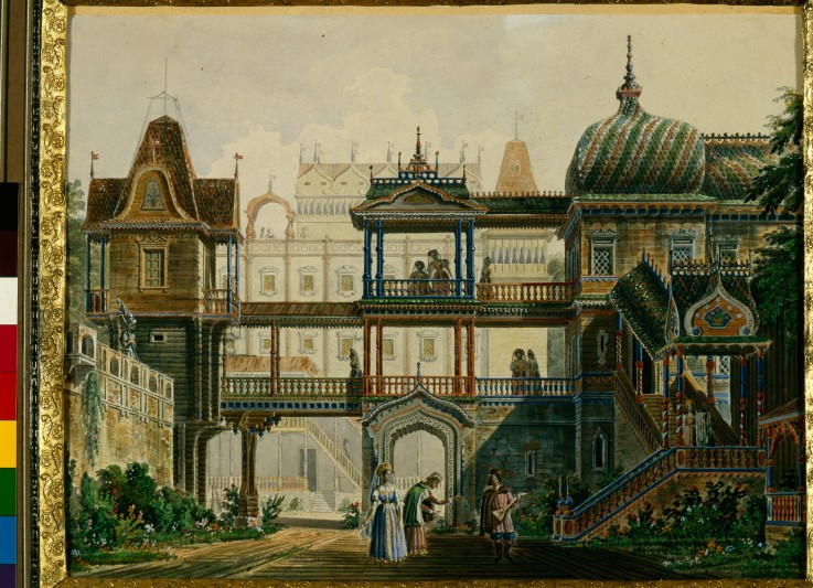 Stage design for the opera "Askold's Grave" by A. Verstovski à Andreas Leonhard Roller
