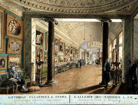 The Picture Gallery in the Stroganov Palace in St. Petersburg, 1793 (pen, brush à Andrei Nikiforovich Voronikhin