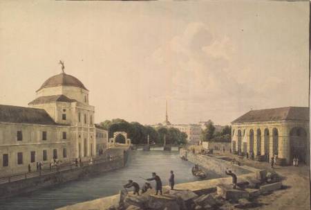 View of the Moika River by the Imperial Stables à Andrei Yefimovich Martynov