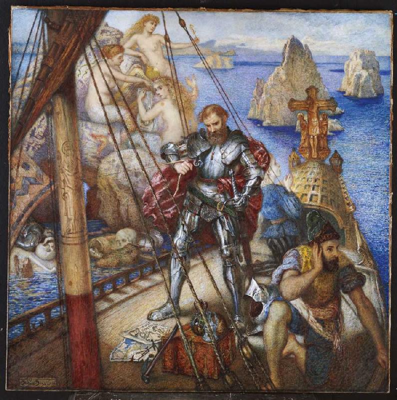 Die Insel der Sirenen, Odysseus bindet sich am Schiffsmast fest à Andrew Benjamin Donaldson