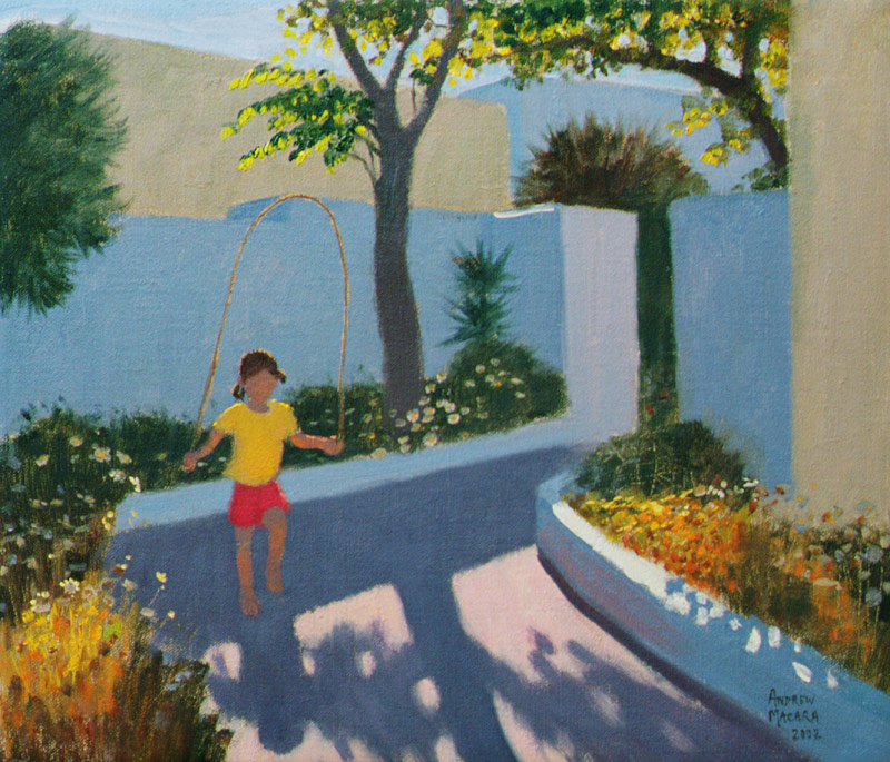 Girl Skipping, Santorini, 2002 (oil on canvas)  à Andrew  Macara