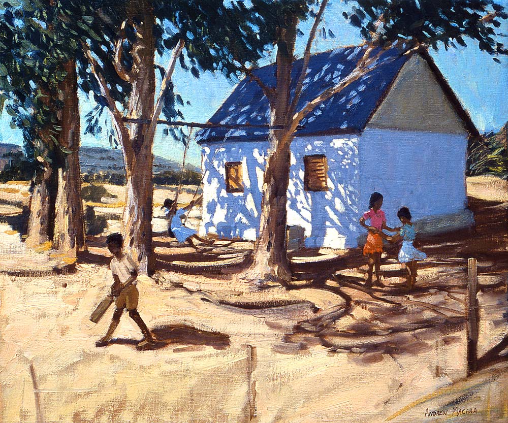 Little white house, Karoo, South Africa (oil on canvas)  à Andrew  Macara
