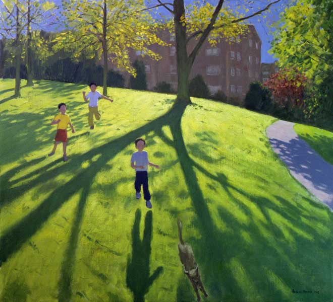 Children Running in the Park, Derby, 2002 (oil on canvas)  à Andrew  Macara