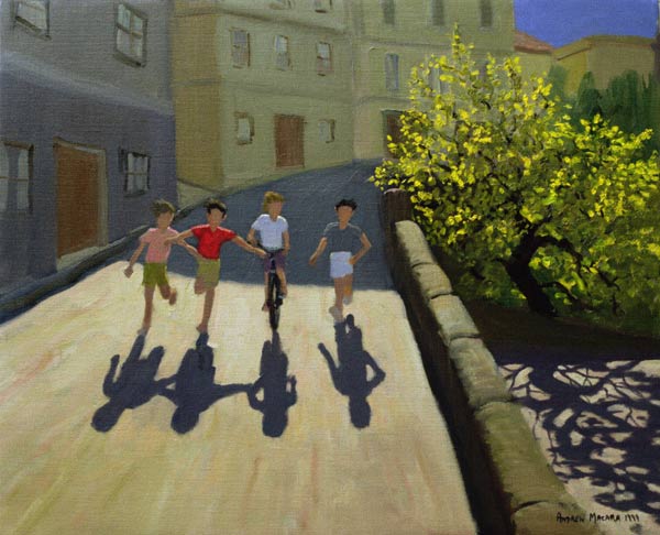 Children Running, Lesbos, 1999 (oil on canvas)  à Andrew  Macara