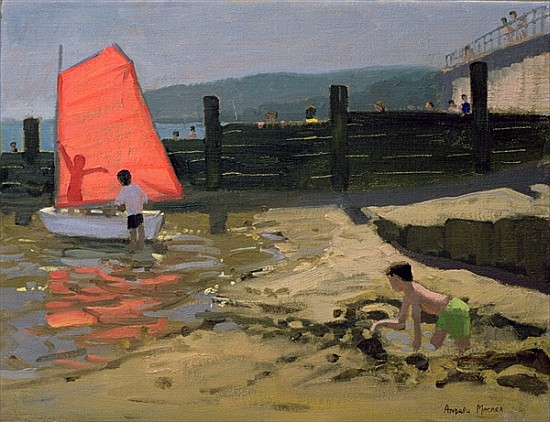 Red Sail, Isle of Wight (oil on canvas)  à Andrew  Macara