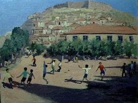 Football, Lesbos, 1998 (oil on canvas) 
