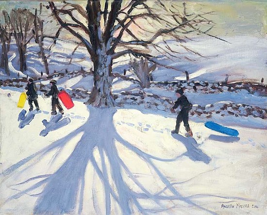 Tobogganers, near Youlegrave, 2004 (oil on canvas)  à Andrew  Macara