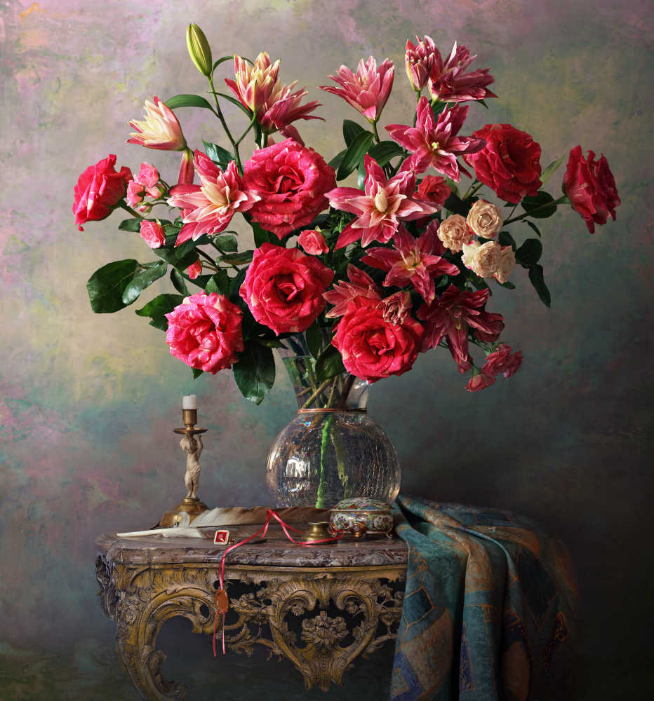 Still life with roses and lilies à Andrey Morozov