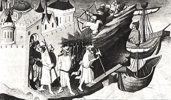 Expedition against the Island of Cipangu (Japan) from the Livre des Merveilles du Monde, c.1410-12 à (et atelier) Maître Boucicaut