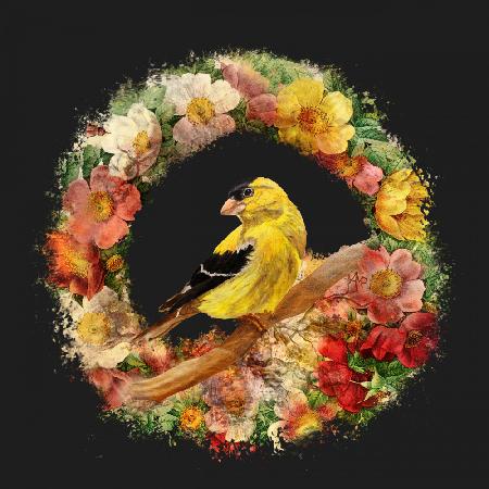 Goldfinch In Flowers Garland.png