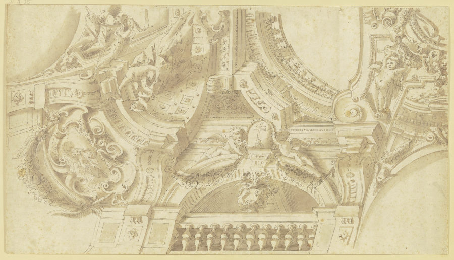 Gewölbe mit ornamentierten Panneaus und Amoretten à Angelo Michele Colonna