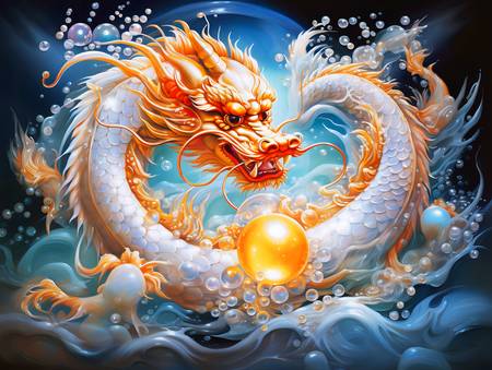 Année du Dragon. Dragon chinois de l\'écume marine. Signe du zodiaque.