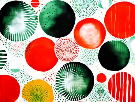 Cercles Contrastants Cercles Verts et Rouges avec des Accents Pointillés