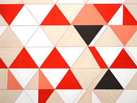 Abstraction Moderne Triangles Géométriques en Rouge Rose Beige et Blanc\"