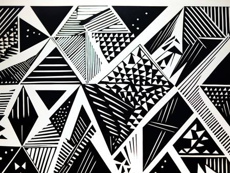 Géométrie Moderne en Noir et Blanc Triangles Artistiques et Texture Captivante