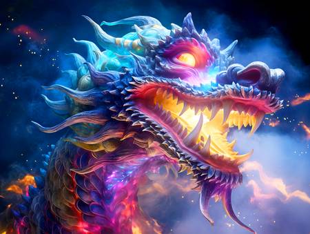 Colère du Dragon de l\'Orage. Année du Dragon. Signe du zodiaque chinois.