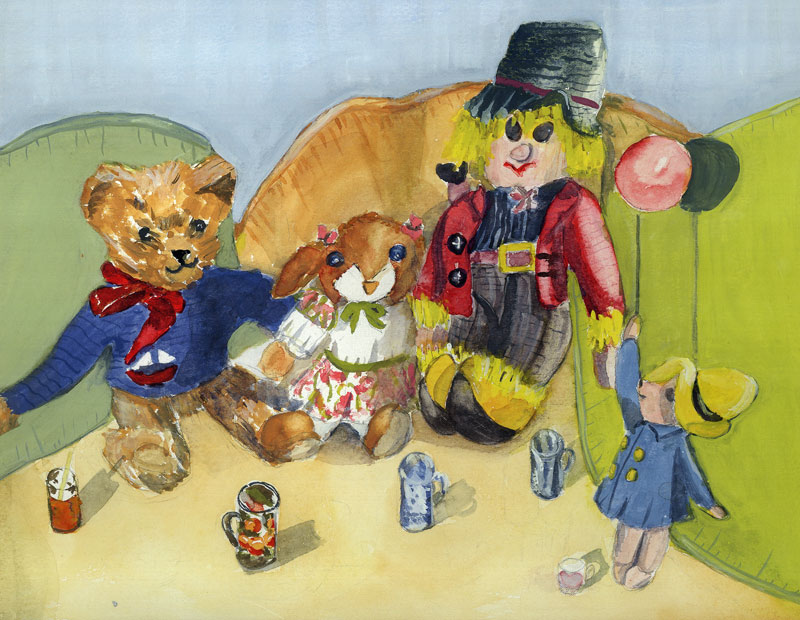 Granny Tuffy''s Toys (w/c on paper)  à Ann  Robson