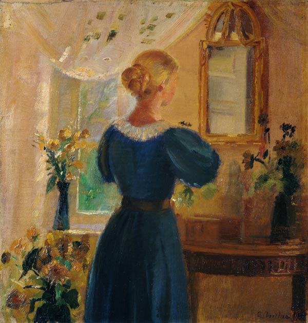Femme devant le miroir à Anna Ancher