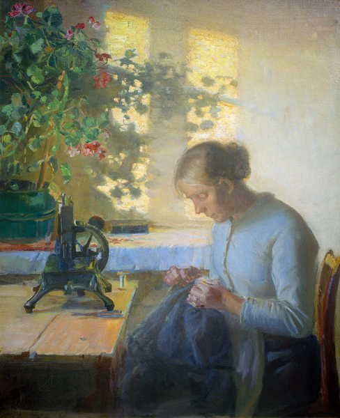 Nähende Fischerstochter à Anna Ancher