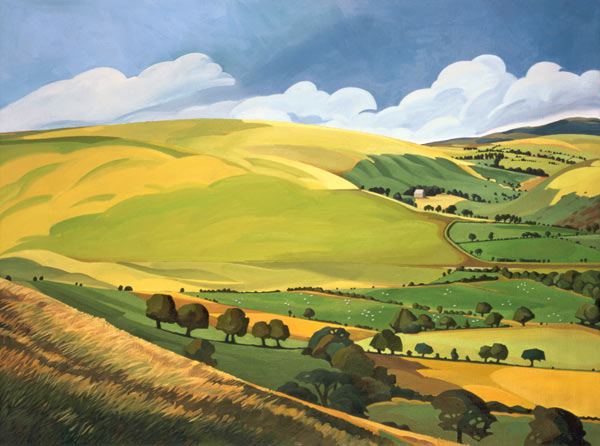 Small Green Valley, Wales (oil on canvas)  à Anna  Teasdale