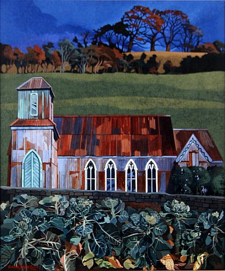 Tin Church, Solsbury Hill (acrylic on canvas)  à Anna  Teasdale