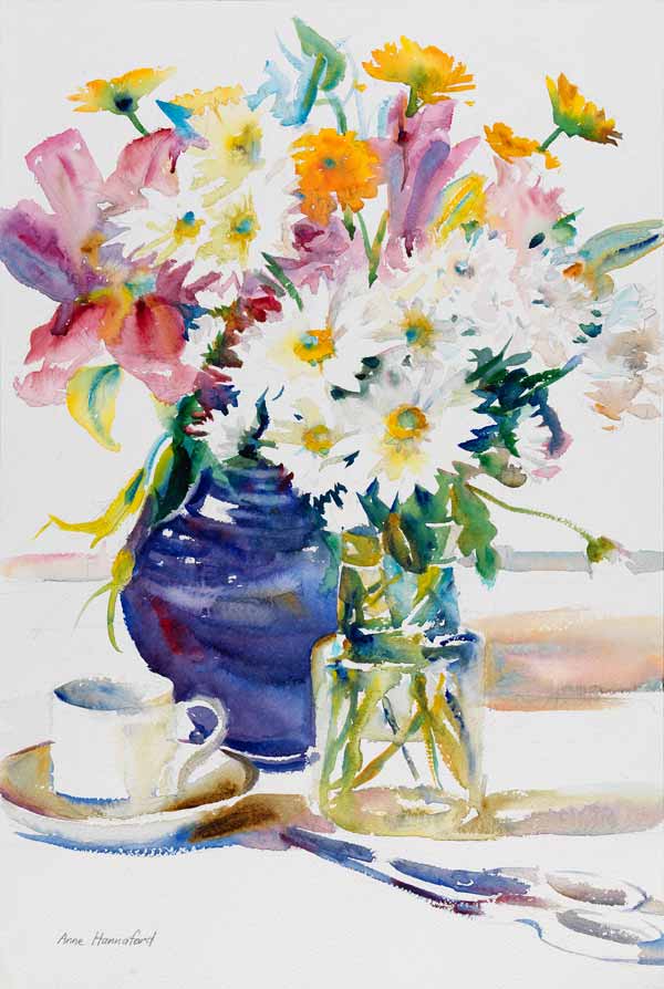 Daisies and Lillies à Anne Hannaford 