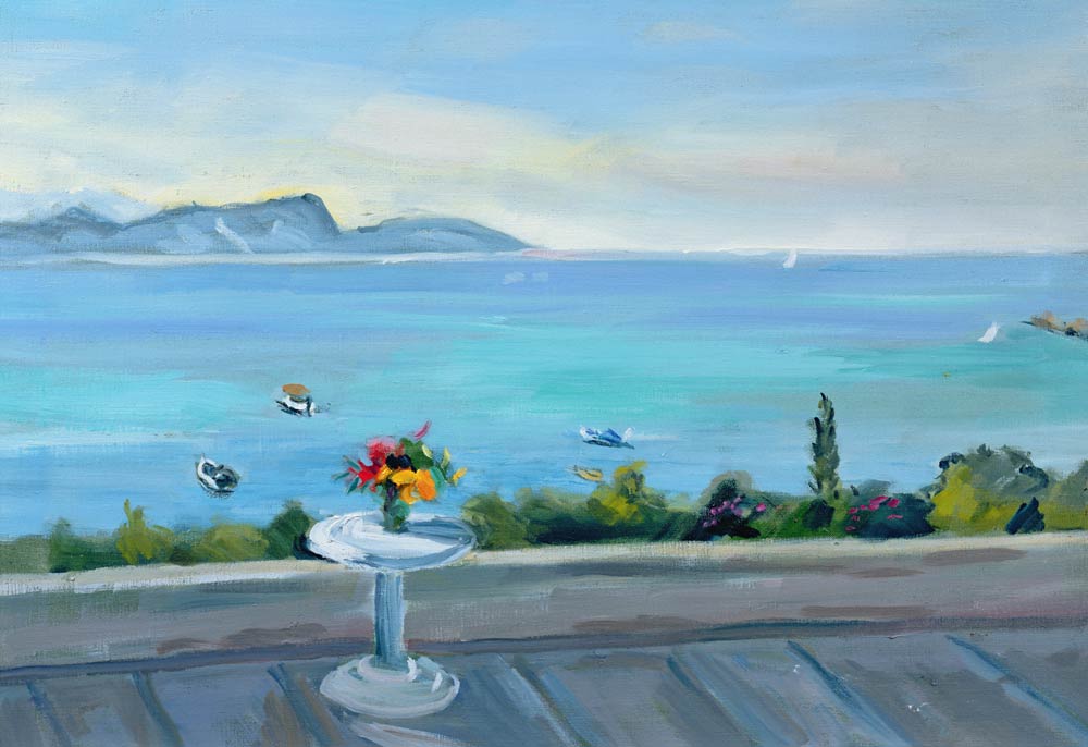 A terrace looking out to sea (oil on canvas)  à Anne  Durham
