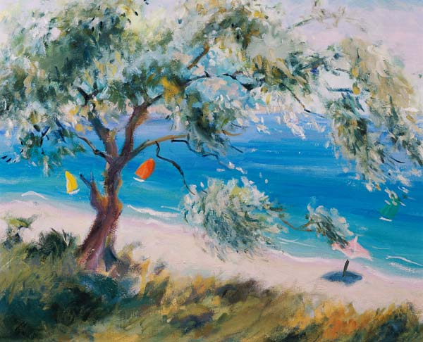 Looking on to a beach (oil on canvas)  à Anne  Durham