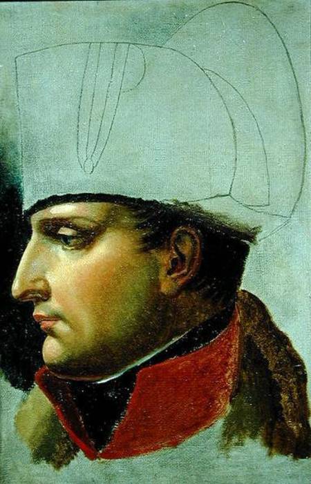 Unfinished Portrait of Napoleon I (1769-1821) formerly attributed to Jacques Louis David (1748-1825) à Anne-Louis Girodet de Roucy-Trioson