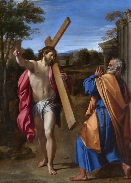Christ appearing to Saint Peter on the Appian Way (Domine, Quo Vadis?) à Annibale Carracci, dit Carrache