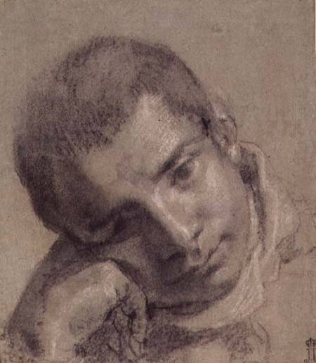 Head of a Youth (charcoal and white chalk) à Annibale Carracci, dit Carrache