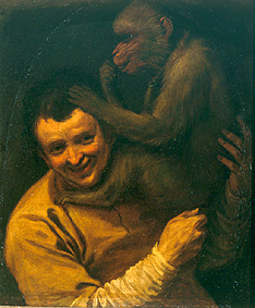 Mann mit lausendem Affen. à Annibale Carracci, dit Carrache