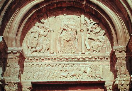 Adoration of the Magi and the Entry of Christ into Jerusalemfrom the tympanum of the left portal of à Anonym Romanisch
