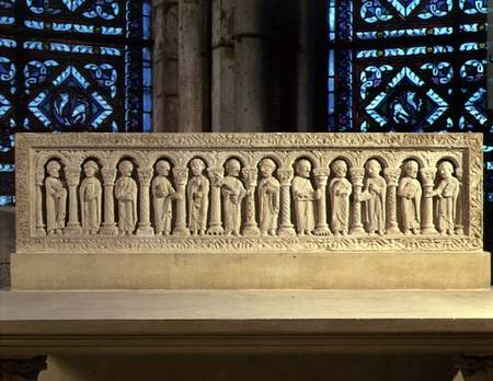 Apostles under Arcadescarved relief à Anonym Romanisch