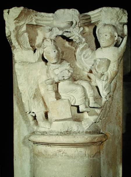 Capital with a relief depicting the Sacrifice of Abraham à Anonym Romanisch