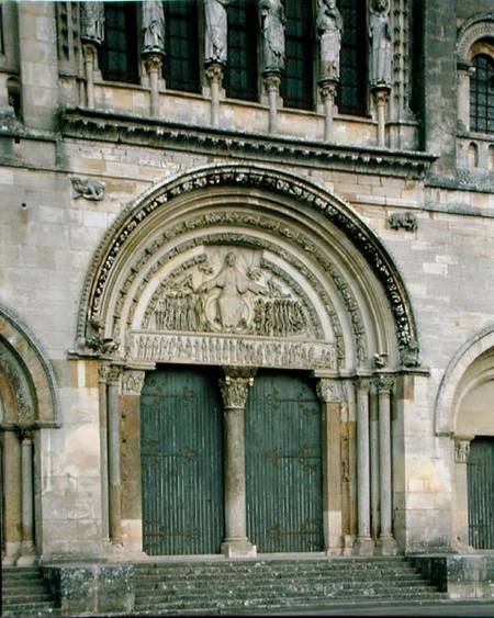 Central Portal of the Abbey Church, 1096-1106 reconstructed by Viollet-le-Duc in 1845 à Anonym Romanisch